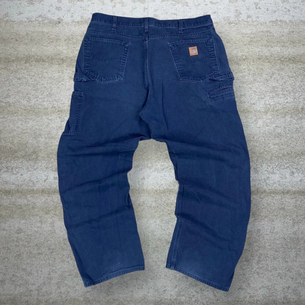 Vintage 90s Carhartt Carpenter Pants 38x32 Baggy Wide Leg Navy Blue Dungarees